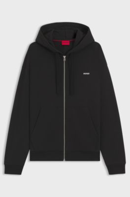 Relaxed-fit hoodie van katoenen badstof met ritssluiting, Zwart
