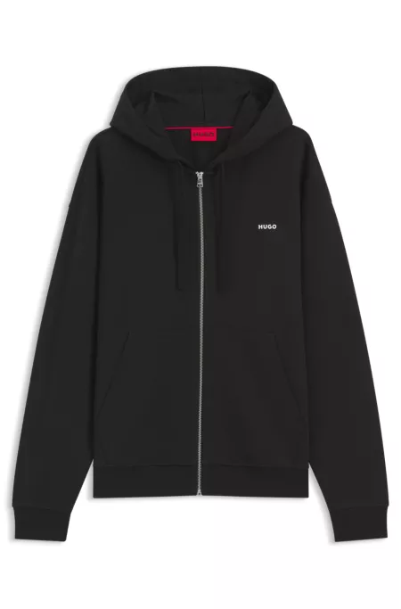 Cotton-terry zip-up hoodie with logo print