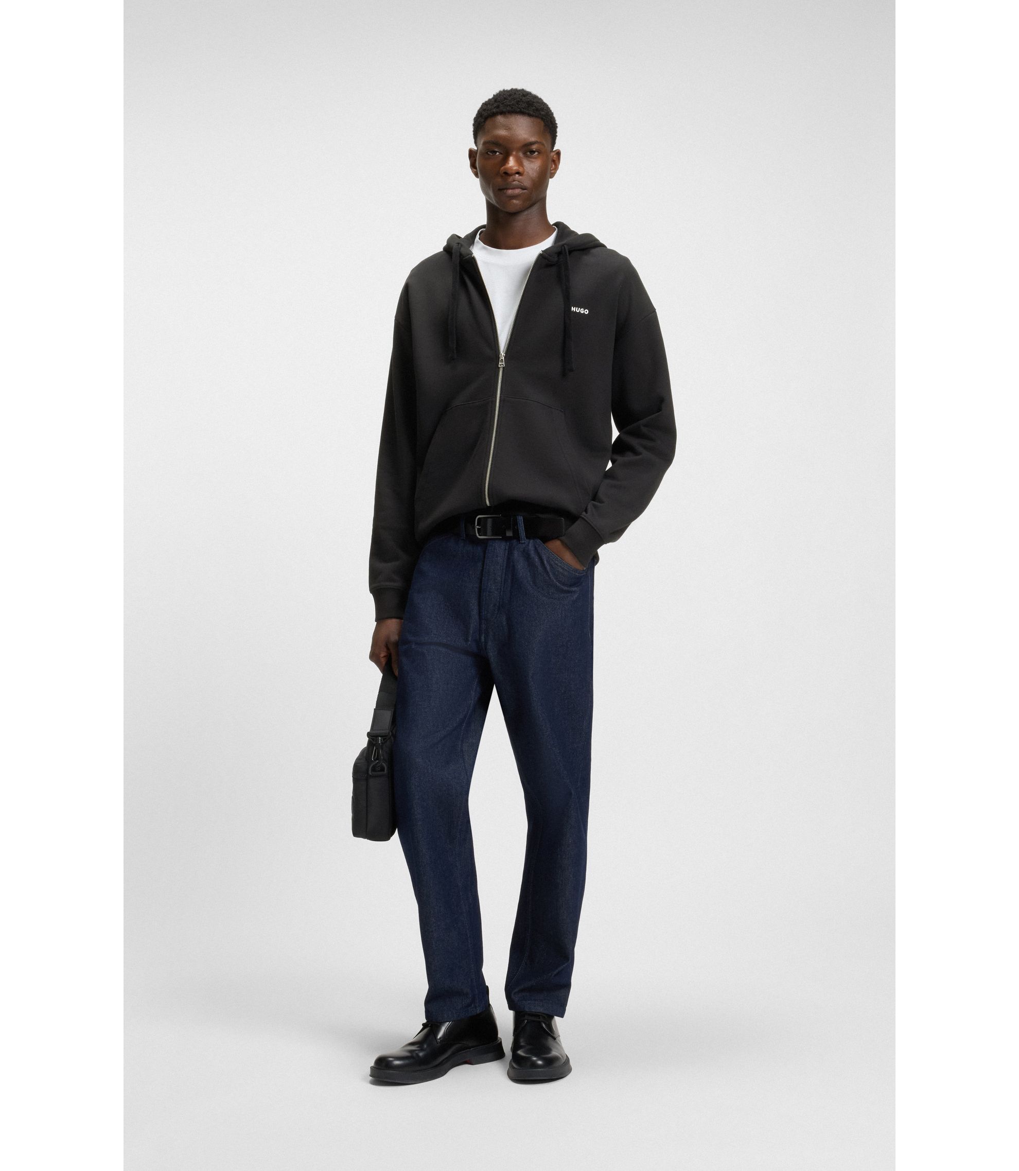 HUGO - リラックスフィット ジップアップフーディ コットン