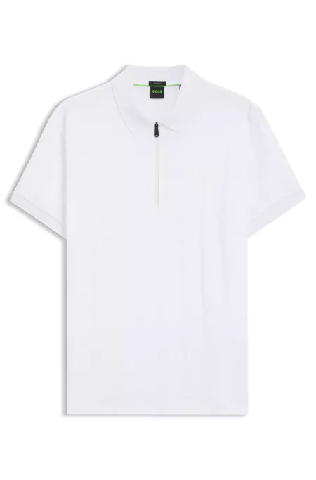 Mercerised-cotton polo shirt with jacquard pattern
