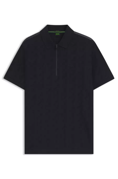 Mercerised-cotton polo shirt with jacquard pattern