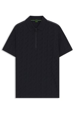 Mercerised-cotton polo shirt with jacquard pattern