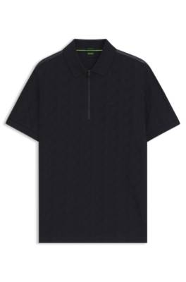 Mercerised-cotton polo shirt with jacquard pattern 1