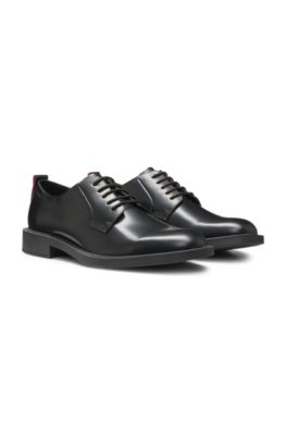 Leather Derby shoes with logo detail, Black