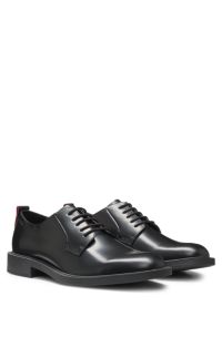 Leather Derby shoes with logo detail, Black