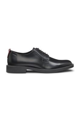 Leather Derby shoes with logo detail, Black