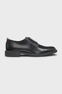 Leather Derby shoes with logo detail, Black