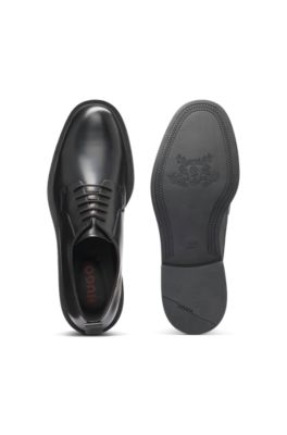 Leather Derby shoes with logo detail, Black