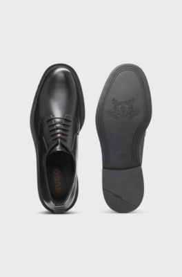 Leather Derby shoes with logo detail, Black