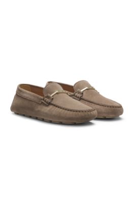 Suede moccasins with driver outsole, Brown