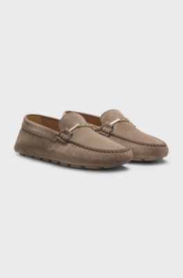 Suede moccasins with driver outsole, Brown