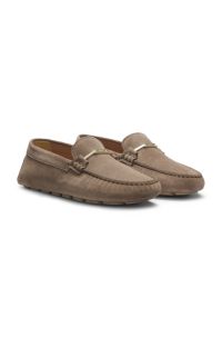 Mocasines de ante con suela driver, Marrón