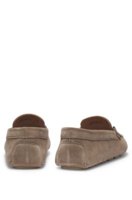 Suede moccasins with driver outsole, Brown