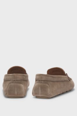 Suede moccasins with driver outsole, Brown