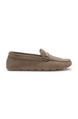 Suede moccasins with driver outsole, Brown