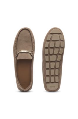 Suede moccasins with driver outsole, Brown