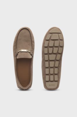 Suede moccasins with driver outsole, Brown