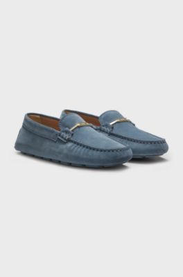 Suede moccasins with driver outsole, Blue
