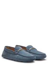 Suede moccasins with driver outsole, Blue