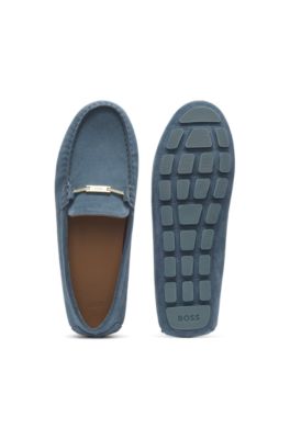 Mocassini in pelle scamosciata con suola driver, Blu