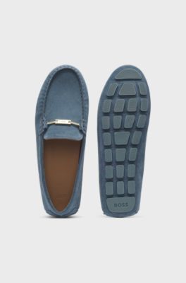Suede moccasins with driver outsole, Blue