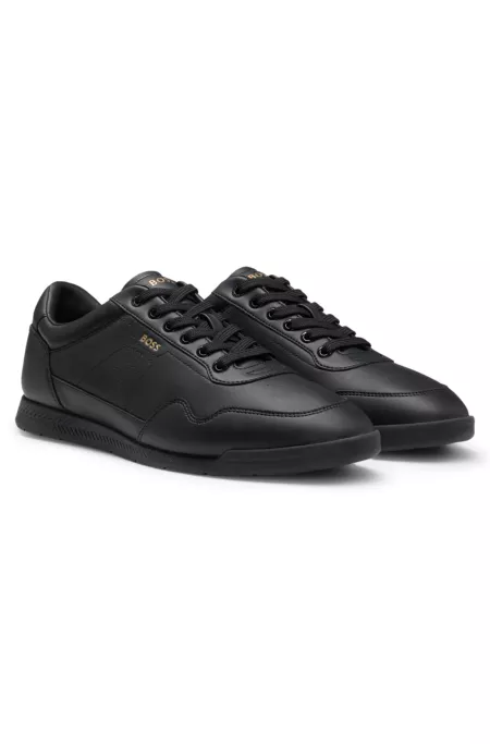 Nappa-leather trainers with gold-tone branding