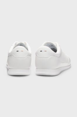 Nappa-leather trainers with gold-tone branding, White
