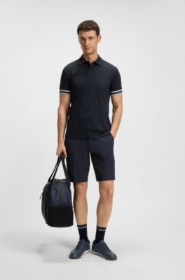 Nappa-leather trainers with gold-tone branding, Dark Blue