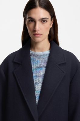 Blazer-style coat blended with wool, Dark Blue