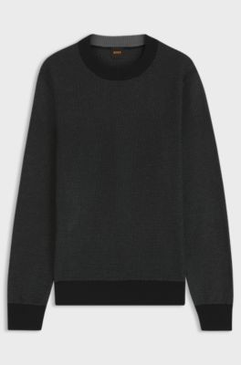 Cotton-blend sweater with two-tone structure, Black