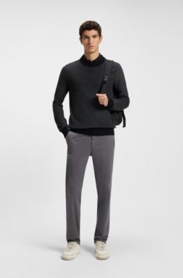 Cotton-blend sweater with two-tone structure, Black