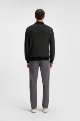 Cotton-blend sweater with two-tone structure, Black