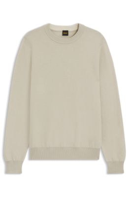 Cotton-blend sweater with two-tone structure, Light Beige
