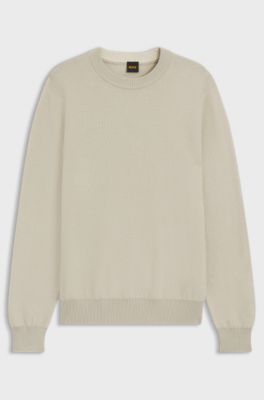 Cotton-blend sweater with two-tone structure, Light Beige