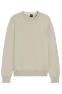 Cotton-blend sweater with two-tone structure, Light Beige