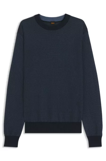 Cotton-blend sweater with two-tone structure