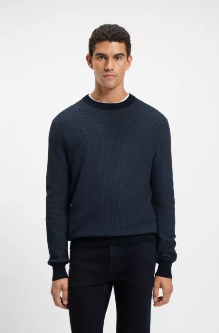 Cotton-blend sweater with two-tone structure