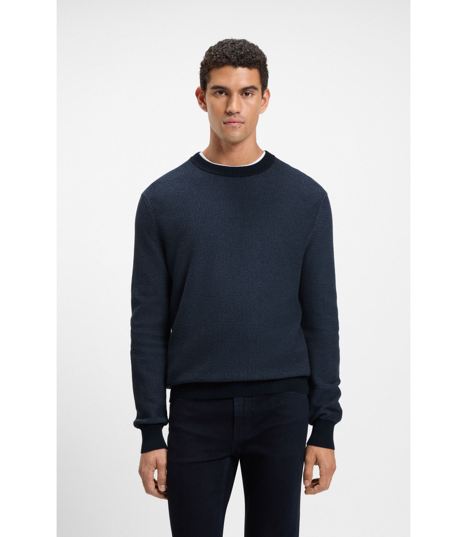 Pullover aus Baumwoll-Mix mit zweifarbiger Struktur