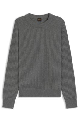 Relaxed-fit sweater with rib knit, Grey