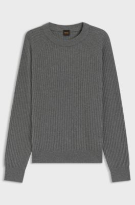Relaxed-fit sweater with rib knit, Grey