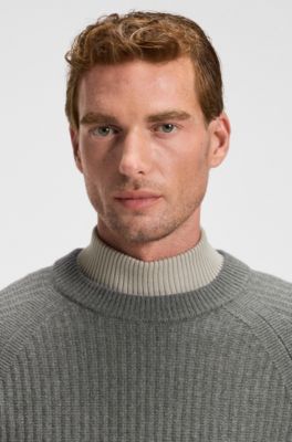 Relaxed-fit sweater with rib knit, Grey