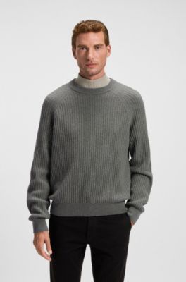 Relaxed-fit sweater with rib knit, Grey
