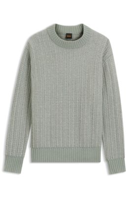 Wool-blend sweater with ribbed knit, Light Grey