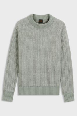 Wool-blend sweater with ribbed knit, Light Grey