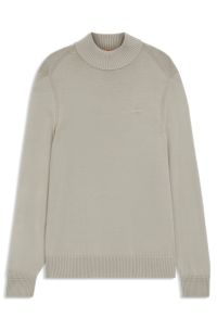 Wool-blend sweater with ribbed knit, Light Grey