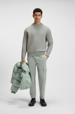 Wool-blend sweater with ribbed knit, Light Grey