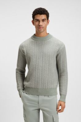 Wool-blend sweater with ribbed knit, Light Grey
