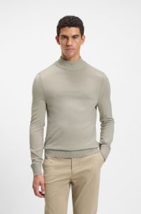 Pullover aus Woll-Mix mit Rippstrick, Hellgrau