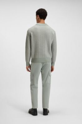 Wool-blend sweater with ribbed knit, Light Grey