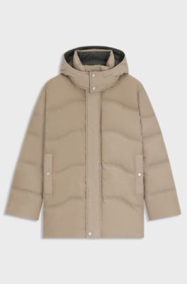 BOSS x ASTON MARTIN puffer jacket with tweed trims, Beige